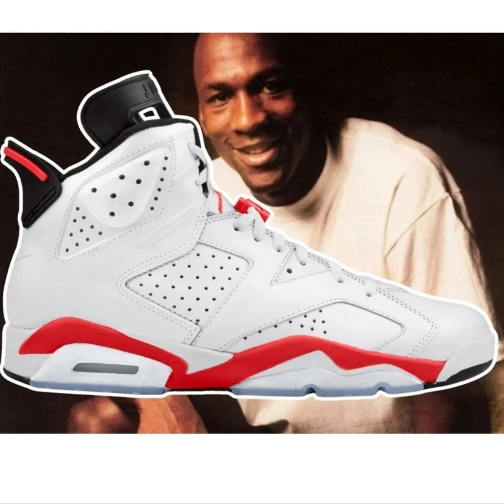 Men's Jordan 6 Retro White/Infrared Sneakers - Picture 2 of 9